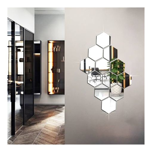 Hexagon 20 mirror stickers for wall | hexagon mirror wall stickers, acrylic mirror sticker | Productzone