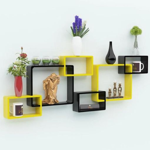 Wooden Twist Rafuf Wooden Intersecting Wall Shelves | Homedecor | productzone