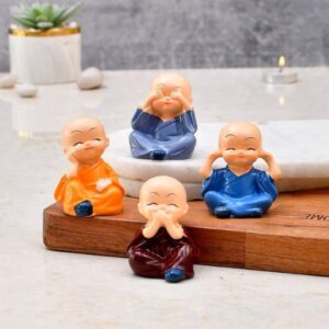 TIED RIBBONS Resin Buddha Monk Statues
