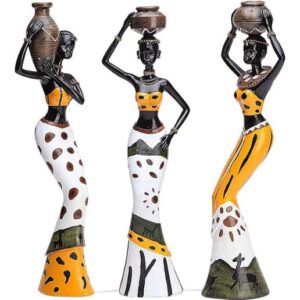 Xtore Beautiful Finish Uniquely Hand Crafted Home Décor: African Tribal Women Art Piece (Set of 3, Multicolour)